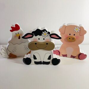 Hobby Lobby Sitting Cow/Pig/Chicken Wood Decor Farmhouse Country Decor